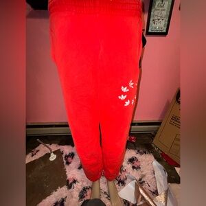 adidas Kids Red Sweatpants with White Accents